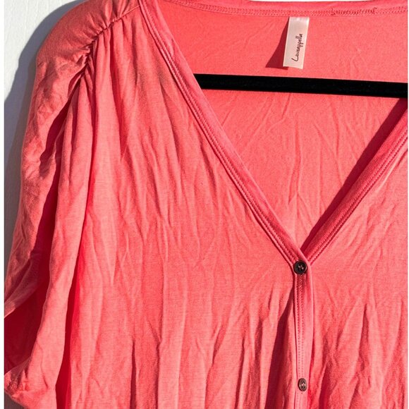 Coral Loveappella Womens Button-Down Top Size 2X Rayon/Spandex Blend - Picture 8 of 12